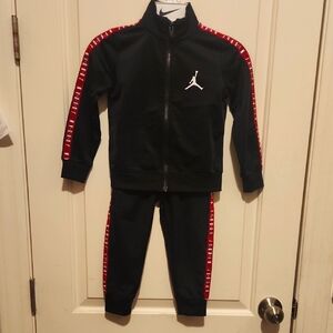 Jordan Jumpman Air Kids Black, & White Tracksuit Set w/ Red Accents.Size 3T